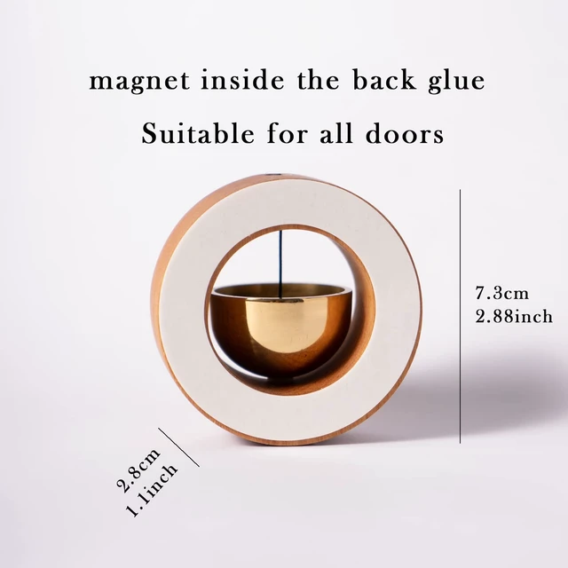Alt view image 3 of 7 - Magnetic Shopkeepers Bell for Door Opening,Golden Silk Wood Door Chimes When Door Opens,Doorbell Chime,Office Ornaments Decoration for Entrance, Fridge Sticker and Barn Door Housewarming Gift