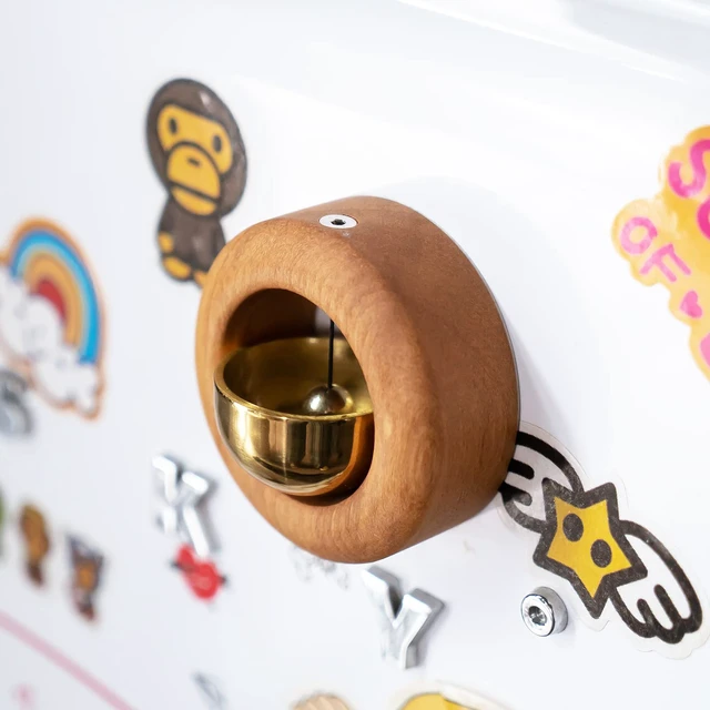 Alt view image 4 of 7 - Magnetic Shopkeepers Bell for Door Opening,Golden Silk Wood Door Chimes When Door Opens,Doorbell Chime,Office Ornaments Decoration for Entrance, Fridge Sticker and Barn Door Housewarming Gift