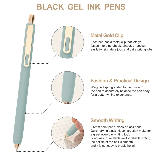 Alt view image 3 of 7 - Linbsunne Gel Pens Black Ink for Office 0.5mm Fine Point Pen, 10 pcs
