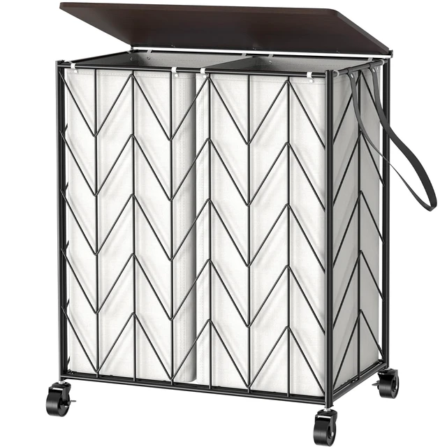 Main image of WOWLIVE Double Laundry Hamper with Lid, Rolling Laundry Basket with Wheels