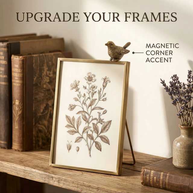 Alt view image 6 of 6 - 3 Pcs Brass Sparrow Door Hinge Toppers, Mini Bird Decor