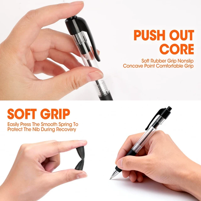 Alt view image 5 of 7 - 100 Pack Ballpoint Pens Bulk, Retractable Black Pens Ballpoint Medium Point 1mm with Super Soft Grip, No Bleed Ink Pens Smooth Writing, School, Office, Teacher Supplies, Best Gifts for Coworkers