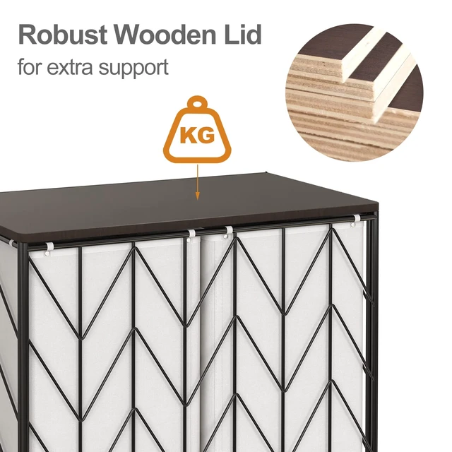 Alt view image 6 of 7 - WOWLIVE Double Laundry Hamper with Lid, Rolling Laundry Basket with Wheels