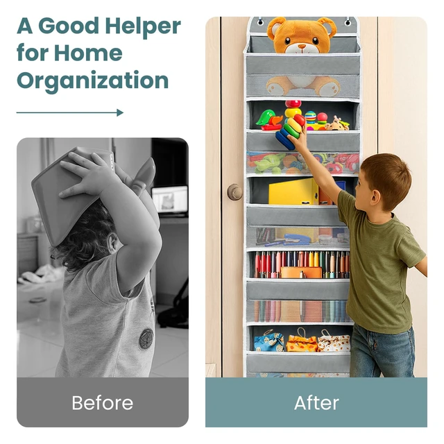 Alt view image 5 of 7 - Over the Door Organizer for Bathroom, Bedroom, Pantry, 5 Shelves Grey