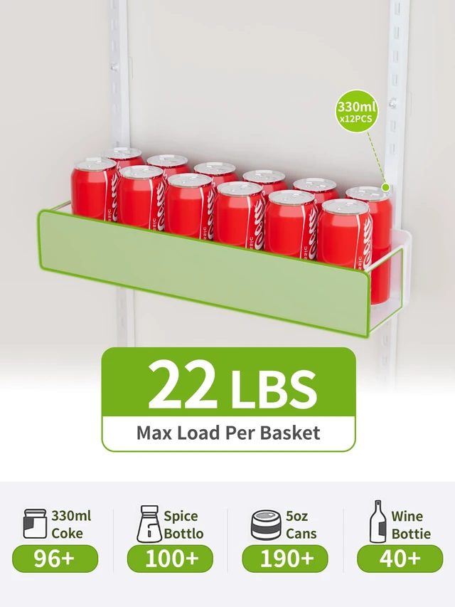 Alt view image 5 of 7 - 6-Tier Hanging Pantry Organizer, Metal Spice Rack Storage for Kitchen Laundry Bathroom Cabinet, White