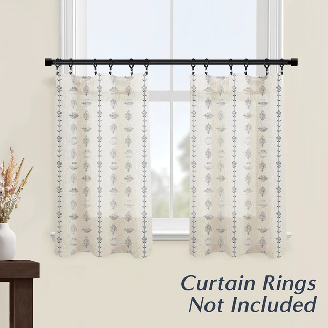 Alt view image 3 of 7 - Door Curtains for Door Window,Small Linen Boho Floral Sheer Privacy Backdoor Back Front Kitchen Door Curtain for Inside House Glass Window,24 x 36 Inch Length