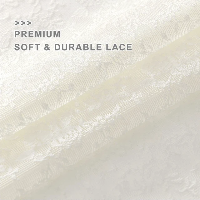 Alt view image 7 of 7 - FINECITY Ivory Lace Kitchen Curtains for Windows W25 x L36 Inch, 2 Panels