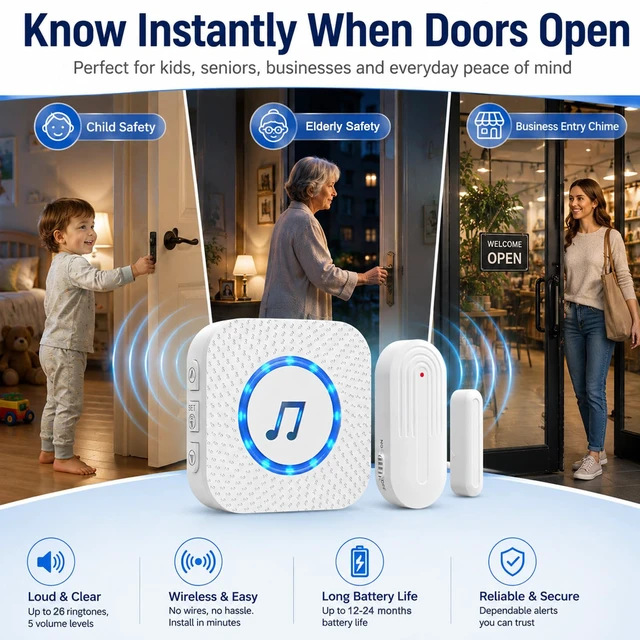 Alt view image 2 of 7 - SanJie Door Chime Alarm When Open for Kids Safety, Home and Business