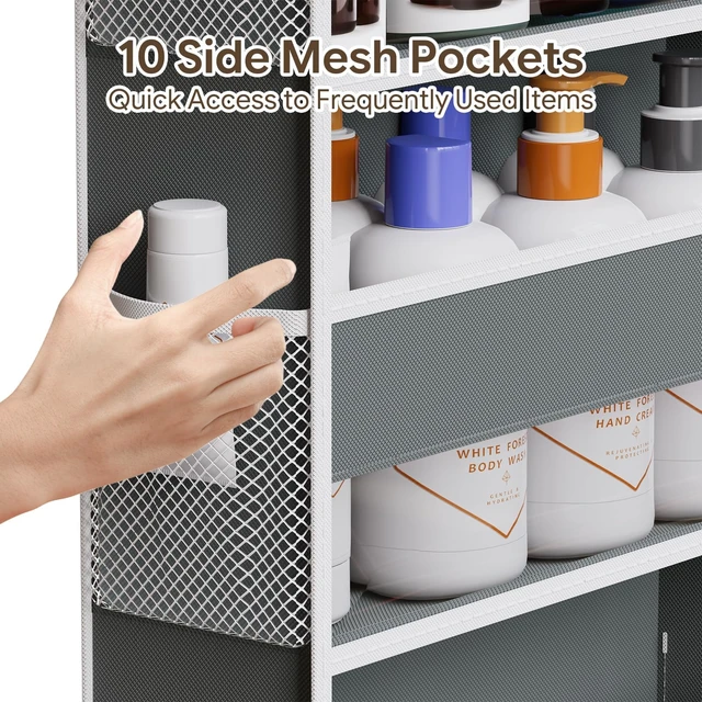 Alt view image 6 of 7 - Simple Trending Over The Door Organizer with 10 Side Pockets, Dark Grey
