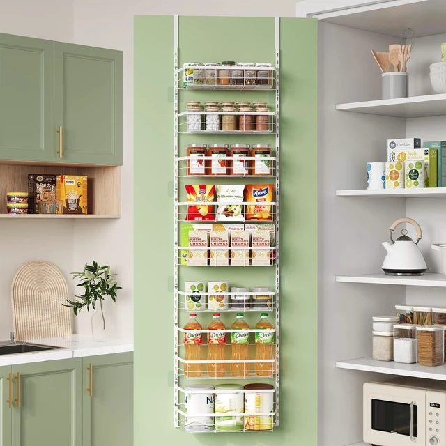 Main image of TOPCJ Over the Door Pantry Organizer,8-Tier Adjustable Heavy Duty Metal Hanging Storage Rack,Wall Mount Spice Shelf for Kitchen Bathroom Laundry Organization