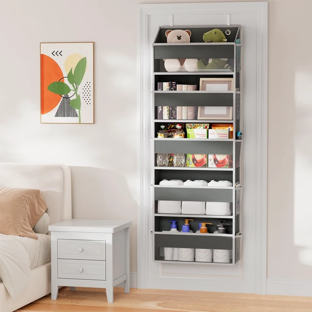 Alt view image 7 of 7 - Simple Trending Over The Door Organizer with 10 Side Pockets, Dark Grey
