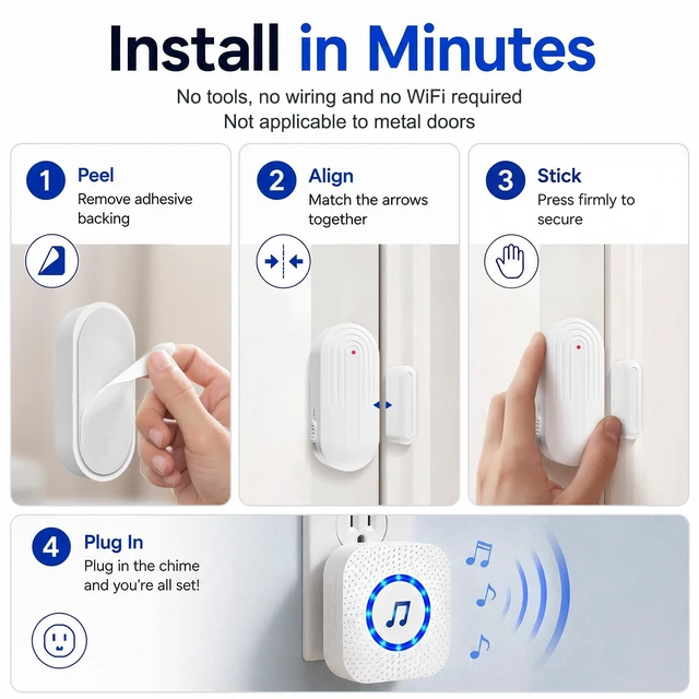 Alt view image 5 of 7 - SanJie Door Chime Alarm When Open for Kids Safety, Home and Business