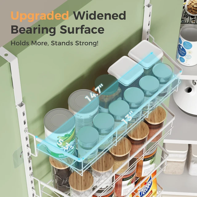 Alt view image 5 of 7 - TOPCJ Over the Door Pantry Organizer,8-Tier Adjustable Heavy Duty Metal Hanging Storage Rack,Wall Mount Spice Shelf for Kitchen Bathroom Laundry Organization