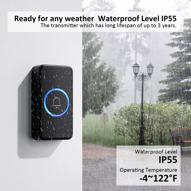Alt view image 3 of 6 - Doorbell,Wireless Doorbell Battery Powered for Home Classroom Waterproof