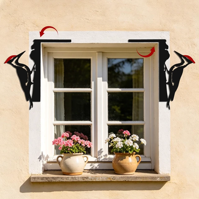 Alt view image 4 of 7 - Red Head Woodpecker Door Topper, Metal Corner Decor for Home