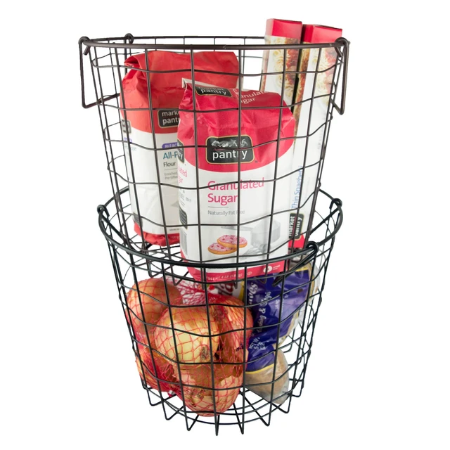 Alt view image 7 of 7 - DII Metal Wire Utility Storage Bin, Small Round, 12x12x10", Black