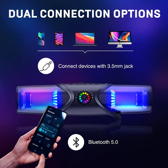 Alt view image 7 of 7 - WolfLawS Computer Speakers,Bluetooth SoundBar,Computer Speakers for Desktop Monitor with RGB Light,PC Speakers with Subwoofer,USB Powered Sound Bar for Laptop 3.5mm Headphone Jack