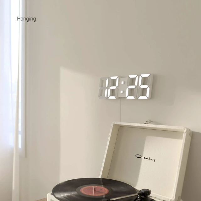 Alt view image 2 of 7 - mooas 3D Pure Slim M LED Clock, 11.8" Multi-Function LED Digital Clock