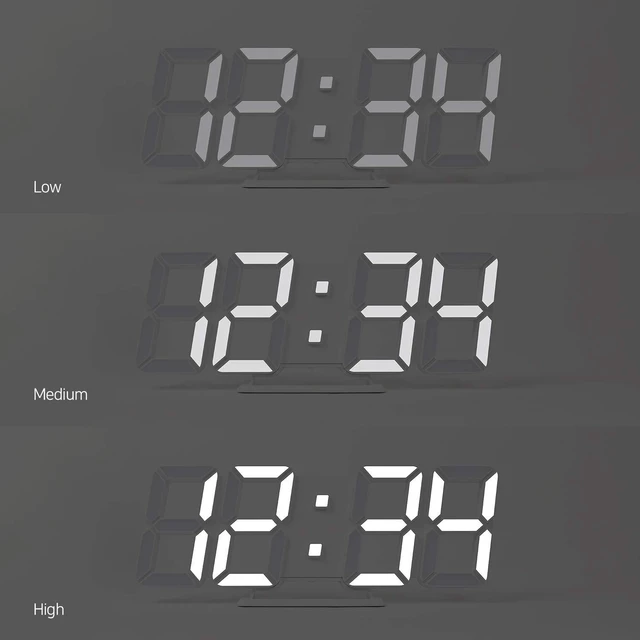 Alt view image 4 of 7 - mooas 3D Pure Slim M LED Clock, 11.8" Multi-Function LED Digital Clock
