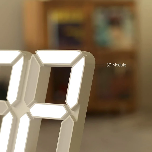 Alt view image 6 of 7 - mooas 3D Pure Slim M LED Clock, 11.8" Multi-Function LED Digital Clock