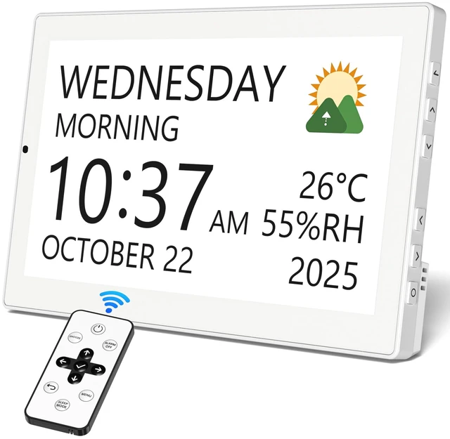 Main image of Mesqool 10.1" Large Digital Calendar Clock for Seniors with Date & Day