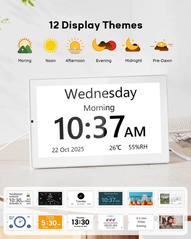 Alt view image 2 of 7 - Mesqool 10.1" Large Digital Calendar Clock for Seniors with Date & Day