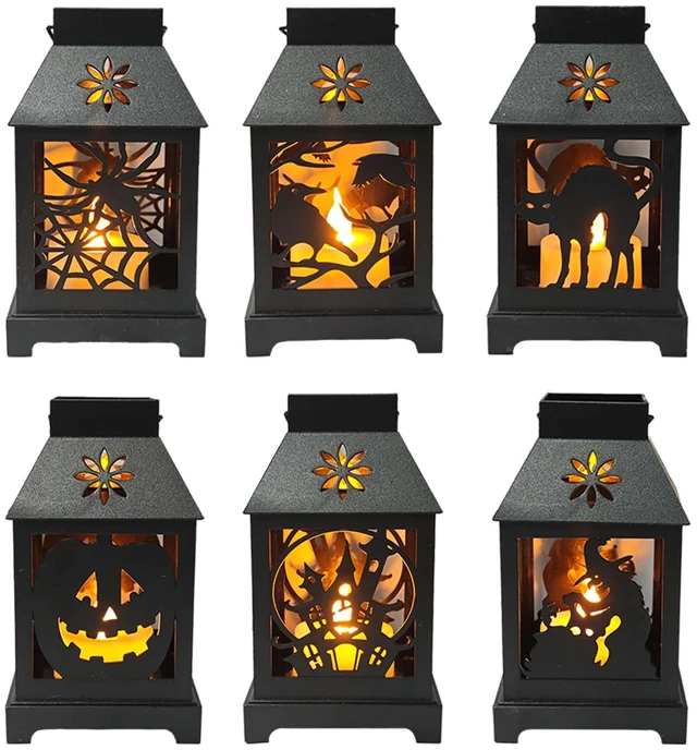 Main image of Tujoe 6 Pcs Halloween Mini Lantern with LED Candle, 4.5" Hanging Decoration