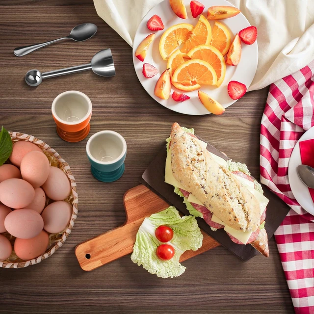 Alt view image 5 of 6 - Colorful Soft Boiled Eggs Cups Set Caribbean & Frame