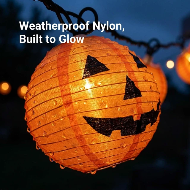 Alt view image 5 of 7 - TIGOMOOV Halloween Pumpkin String Lights, Jack O Lantern Lights Plug in, 10 Orange Pumpkin Lanterns 9.83FT Connectable, Indoor Outdoor Fall Halloween Decorations for Porch Mantel Yard
