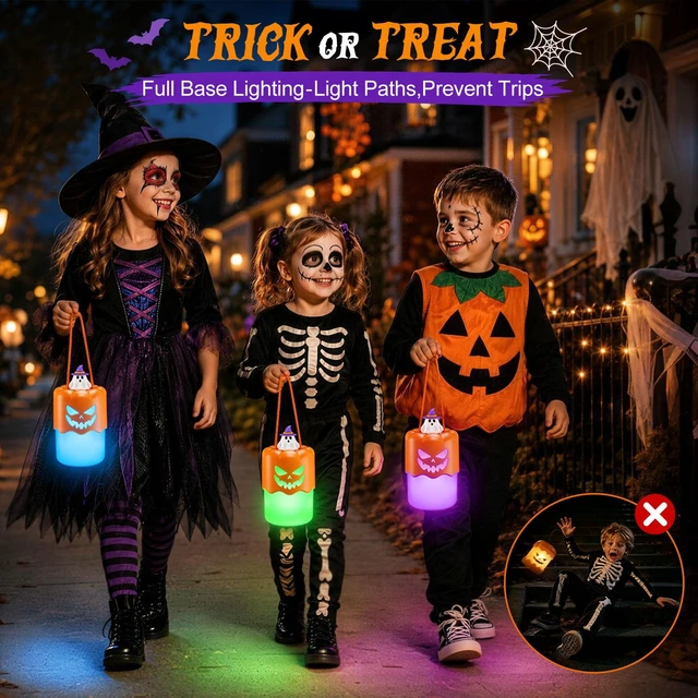 Alt view image 2 of 7 - 2 Pack Halloween Pumpkin Lanterns, Light Up Jack O Lantern Halloween Decor