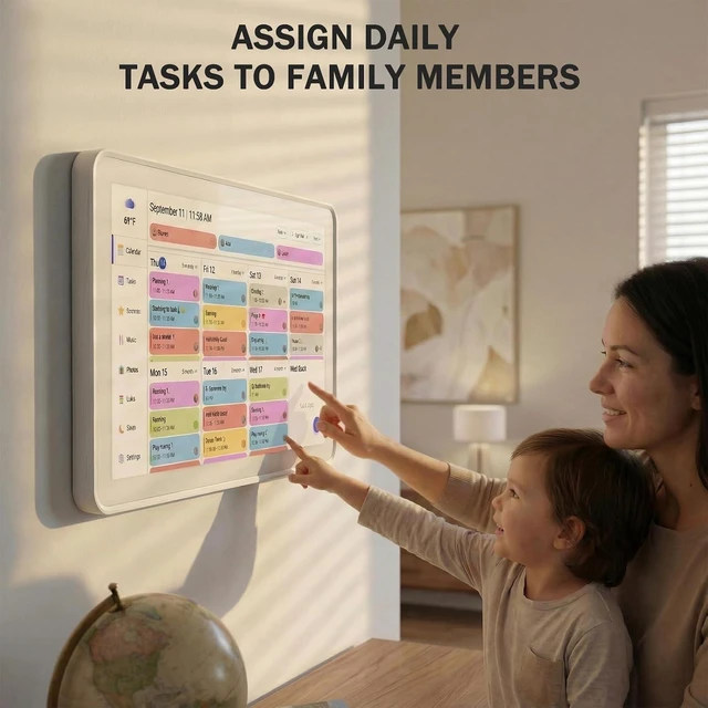 Alt view image 3 of 7 - Mezed 21.5 Inch Digital Calendar, Touchscreen WallMount, White