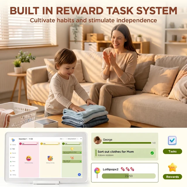 Alt view image 4 of 7 - Mezed 21.5 Inch Digital Calendar, Touchscreen WallMount, White