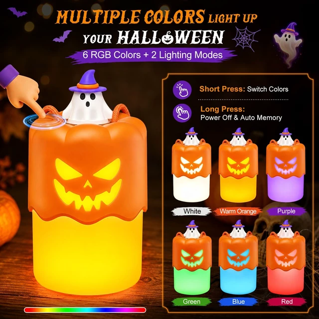 Alt view image 4 of 7 - 2 Pack Halloween Pumpkin Lanterns, Light Up Jack O Lantern Halloween Decor