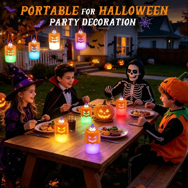 Alt view image 5 of 7 - 2 Pack Halloween Pumpkin Lanterns, Light Up Jack O Lantern Halloween Decor