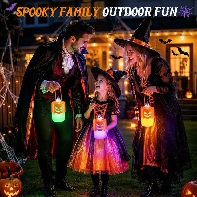 Alt view image 6 of 7 - 2 Pack Halloween Pumpkin Lanterns, Light Up Jack O Lantern Halloween Decor