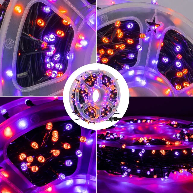 Alt view image 3 of 7 - FUNPENY 164FT 500 LED Halloween Lights, 8 Modes Waterproof Plug in String Lights for Halloween Indoor Outdoor Yard Party Wedding Garden Home Decorations (Purple & Orange)
