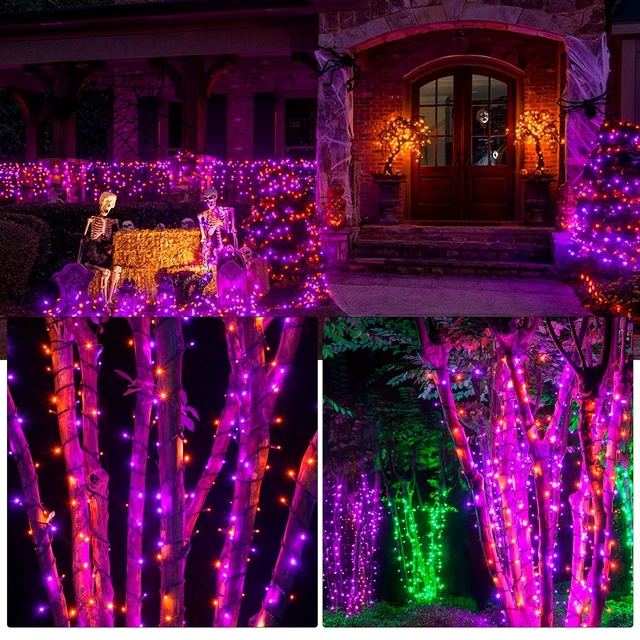 Alt view image 5 of 7 - FUNPENY 164FT 500 LED Halloween Lights, 8 Modes Waterproof Plug in String Lights for Halloween Indoor Outdoor Yard Party Wedding Garden Home Decorations (Purple & Orange)