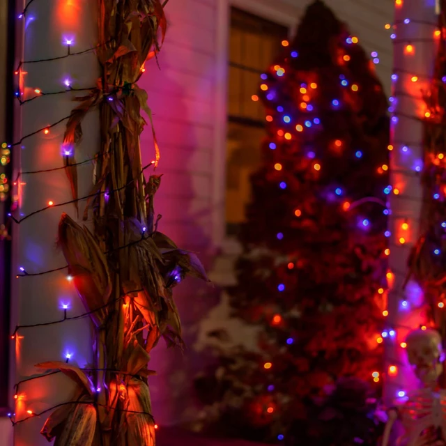 Alt view image 6 of 7 - FUNPENY 164FT 500 LED Halloween Lights, 8 Modes Waterproof Plug in String Lights for Halloween Indoor Outdoor Yard Party Wedding Garden Home Decorations (Purple & Orange)