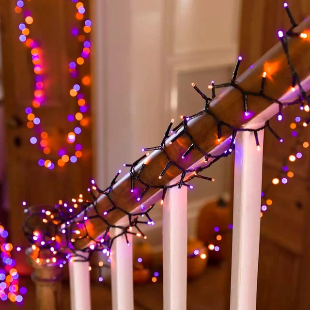 Alt view image 7 of 7 - FUNPENY 164FT 500 LED Halloween Lights, 8 Modes Waterproof Plug in String Lights for Halloween Indoor Outdoor Yard Party Wedding Garden Home Decorations (Purple & Orange)
