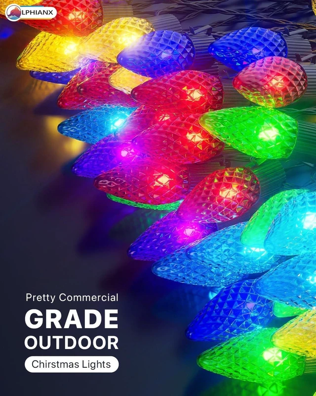 Alt view image 2 of 7 - Smart C9 Christmas Lights Outdoor,82ft 100 Leds smart outdoor string lights