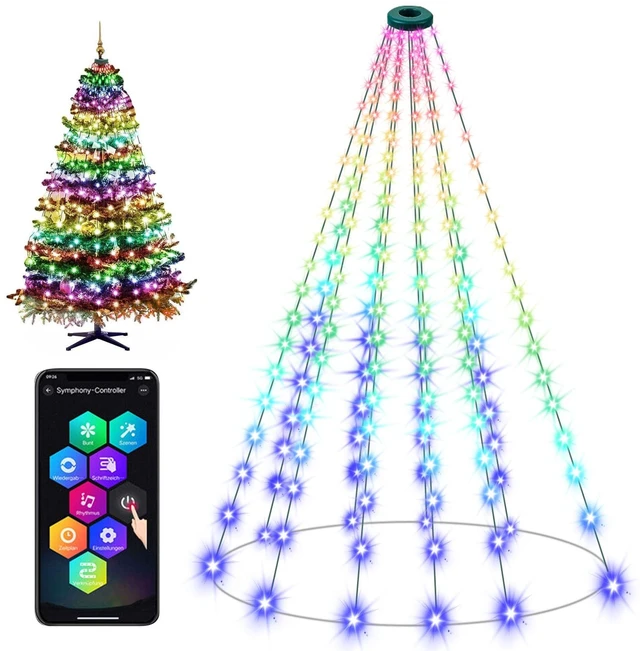 Main image of Christmas Tree String Lights with Ring, Smart APP Remote Control, 200 LED