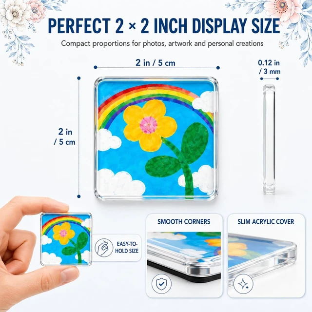 Alt view image 4 of 7 - Clear Acrylic Magnet Kit DIY Custom Magnets Photo Square Set 20Pcs