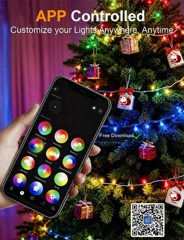 Alt view image 3 of 7 - echosari Smart Christmas String Lights 33Ft Color Changing