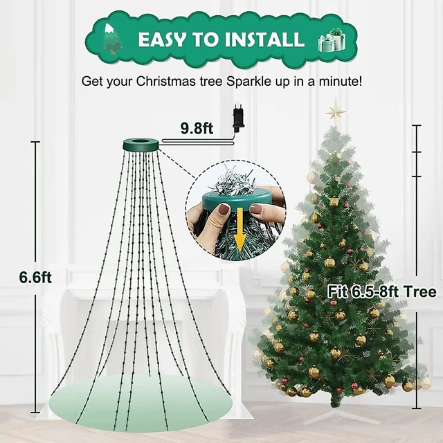 Alt view image 2 of 7 - Christmas Tree String Lights with Ring, Smart APP Remote Control, 200 LED