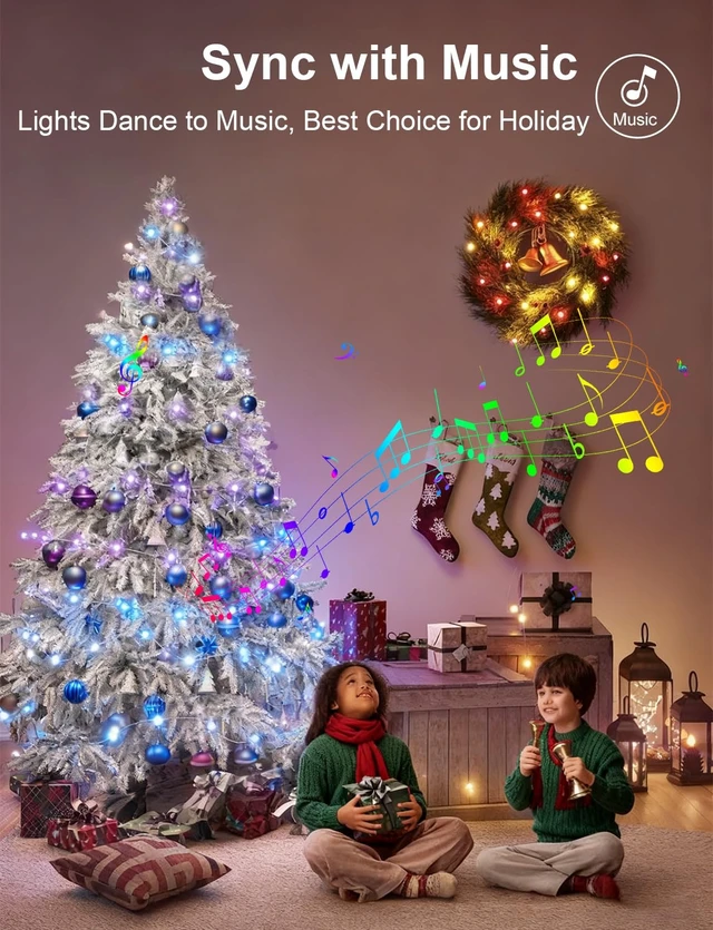 Alt view image 4 of 7 - echosari Smart Christmas String Lights 33Ft Color Changing