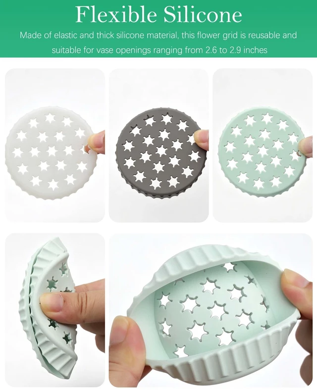 Alt view image 4 of 7 - 3 Pack Silicone Flower Arranger, Reusable Floral Grid for DIY Bouquet,Green