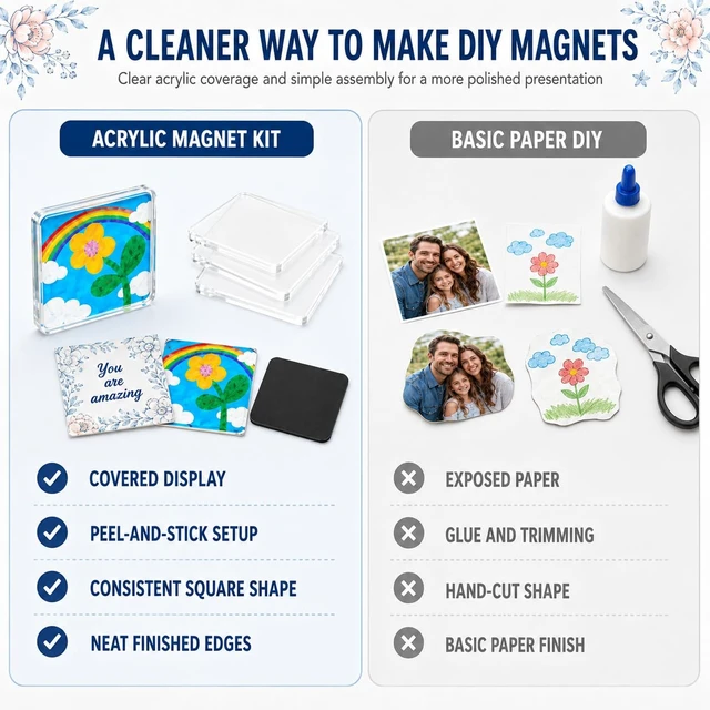 Alt view image 6 of 7 - Clear Acrylic Magnet Kit DIY Custom Magnets Photo Square Set 20Pcs