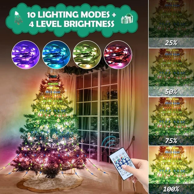 Alt view image 5 of 7 - Christmas Tree String Lights with Ring, Smart APP Remote Control, 200 LED