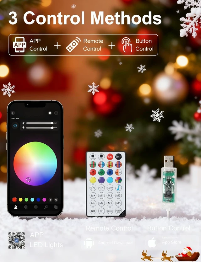 Alt view image 7 of 7 - echosari Smart Christmas String Lights 33Ft Color Changing