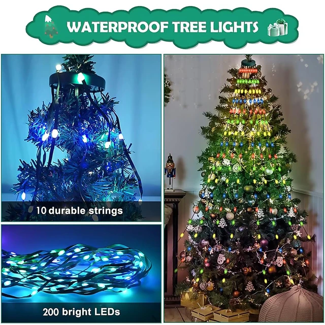 Alt view image 6 of 7 - Christmas Tree String Lights with Ring, Smart APP Remote Control, 200 LED
